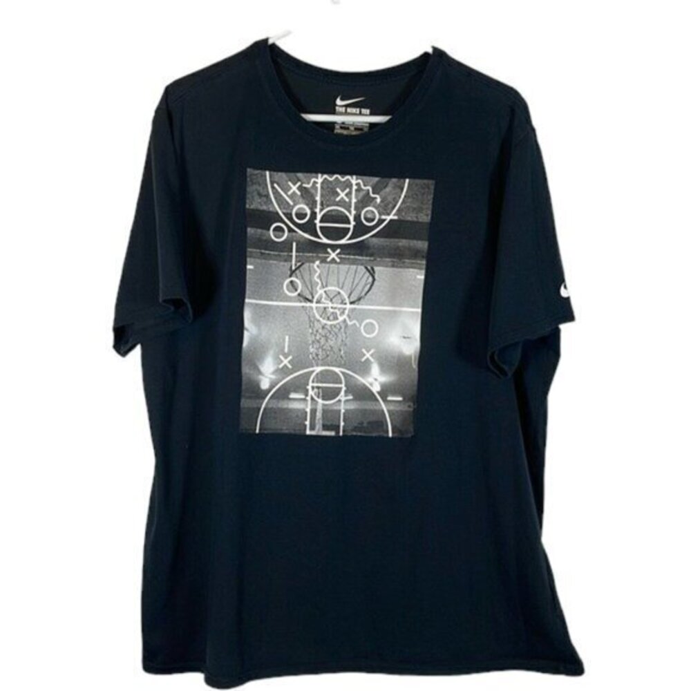 Men's The Nike Tee Athletic Cut Black Graphic Iconic Basketball Shirt Size 2XL